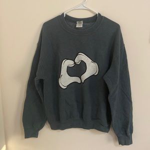 Mickey Mouse heart hands gray crewneck.